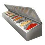 Mensola con rialzo per spezie 10x GN1/4 - 2000 x 311 x 264 mm - immagine 11